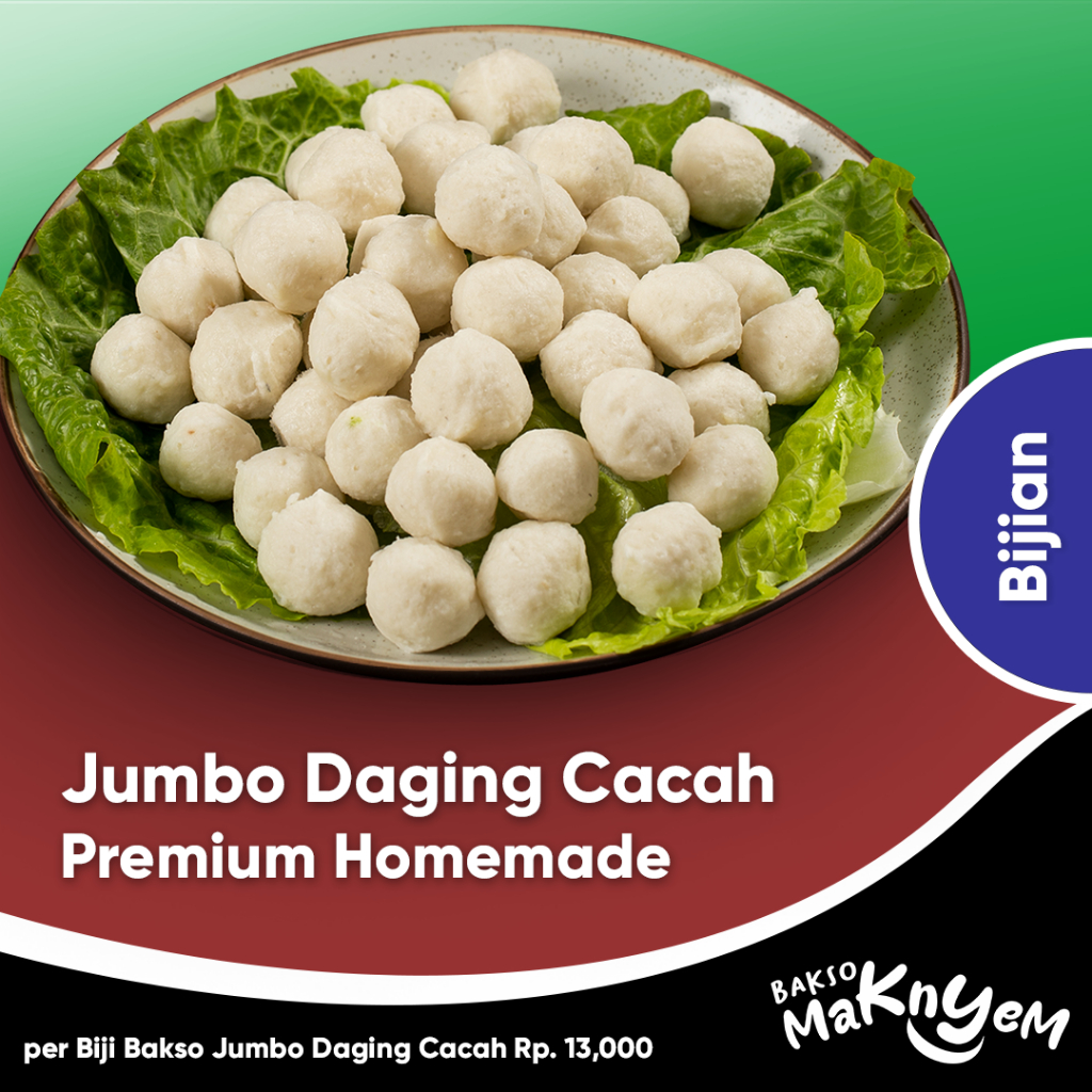 

Baksomaknyem | Bakso Jumbo Daging Cacah (Bijian) Premium Homemade