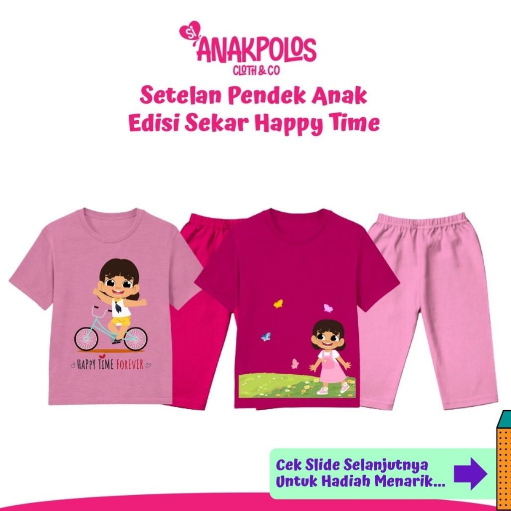 Setelan Pendek Anak Perempuan Series Sekar Happy Time With Butterfly
