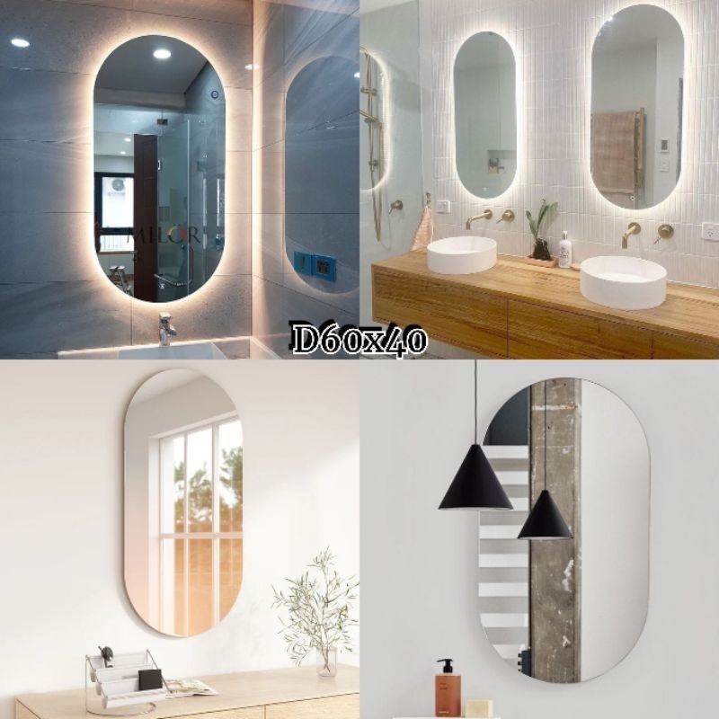 Cermin Kaca Aesthetic Hiasan Kamar Mandi Cermin Bulat Kapsul Gantung