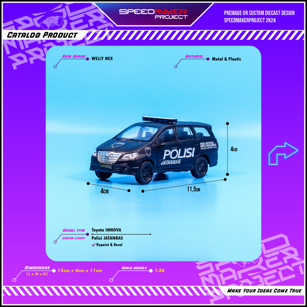 Welly Nex Custom Toyota Innova Polisi JATANRAS Diecast Miniatur Replika Mobil 1:36