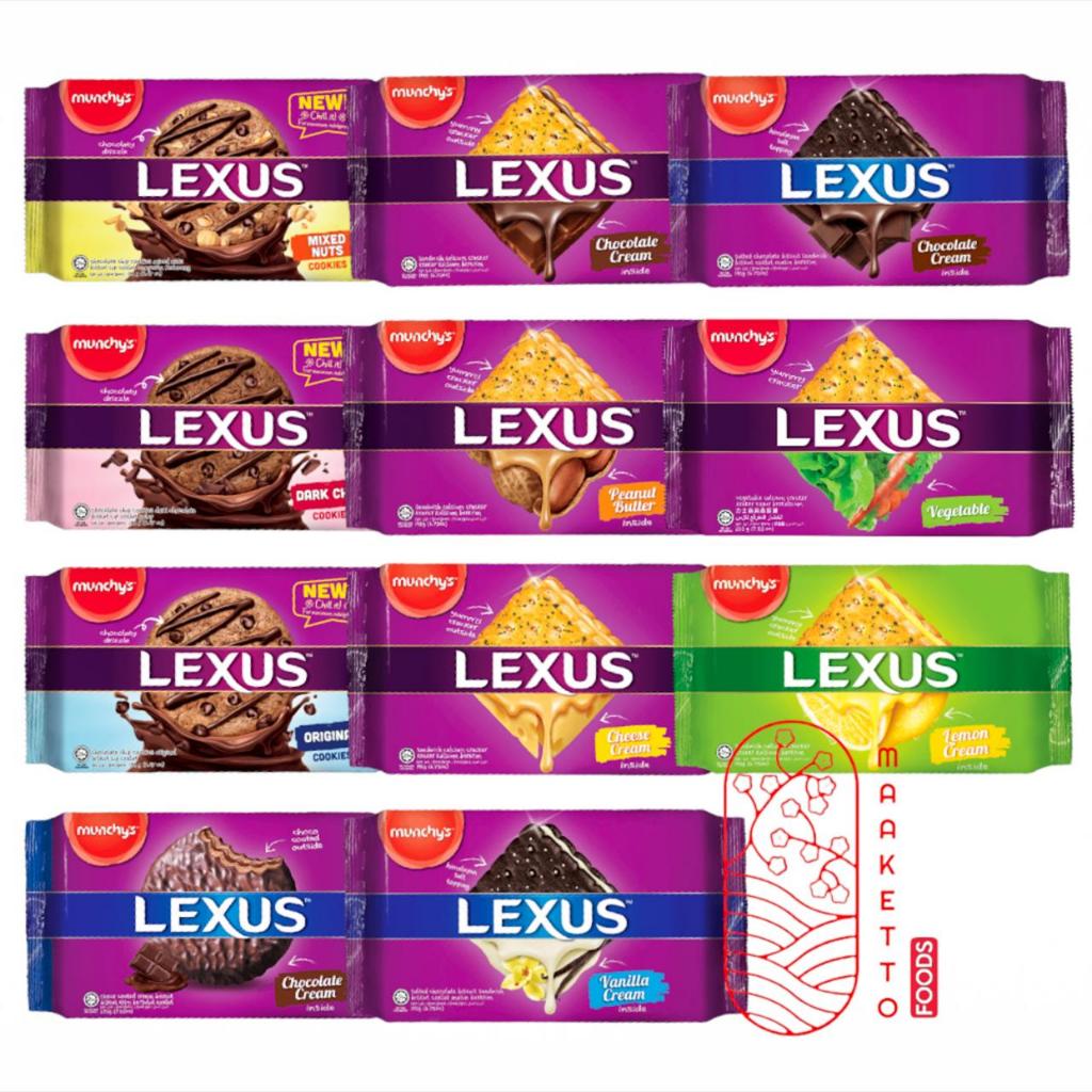 

Biskuit Lexus Munchy's Sandwich Crackers / Lexus Munchys Cookies / Biskuit Lexus Vegetable Lemon Peanut Butter Chocolate Lychee Cream