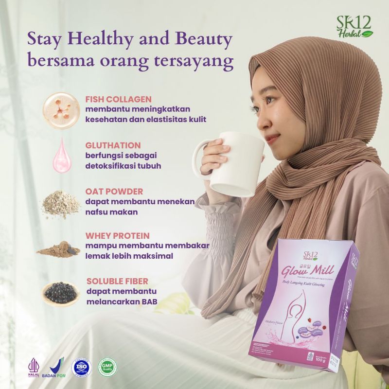 glow mil SR12/susu pelangsing/minuman collagen/body langsing kulit glowing
