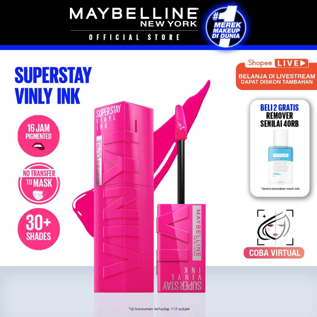 Foto Maybelline Superstay Vinyl Ink 4.2 ml - Shiny Pigmented Liquid Lipstik Lipstick Make Up Lipcream Longlasting Waterproof Viral Tahan Lama 16 jam