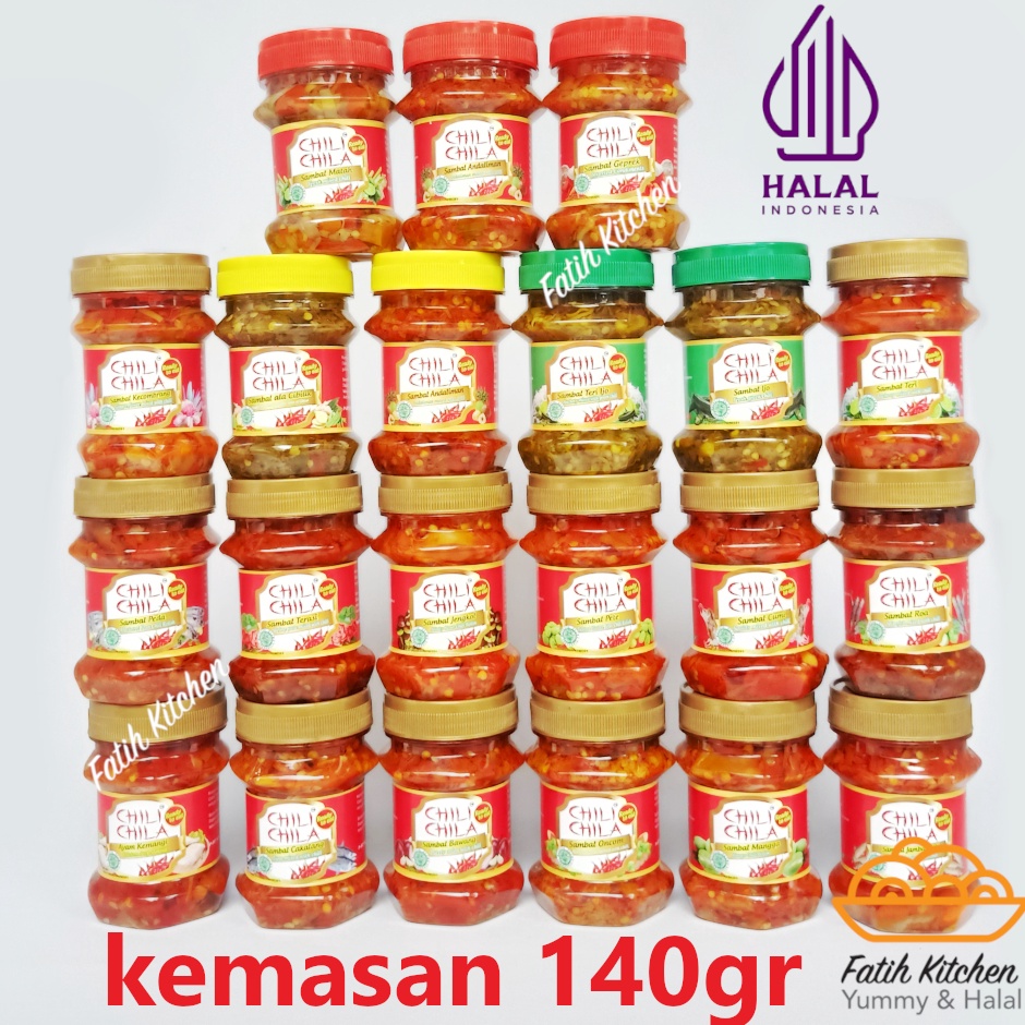 

Chili Chila Sambal 14 gr Banyak Rasa Banyak Varian Sambal Cumi Geprek Roa Matah Kecombrang dll