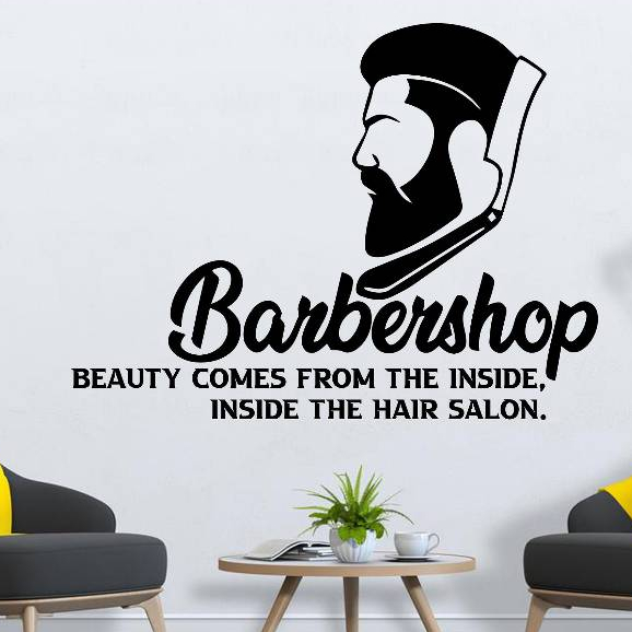 STIKER BARBERSHOP DINDING DAN KACA CUSTOM / STIKER DINDING / STIKER KACA