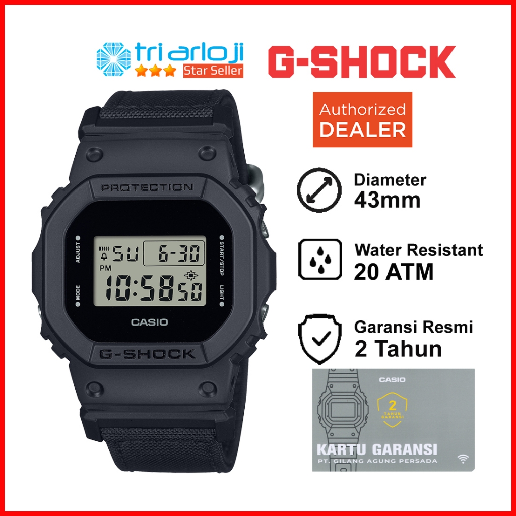 Casio G-Shock DW-5600BCE-1DR Jam Tangan Pria Digital Kanvas Gshock DW-5600BCE-1D DW-5600BCE DW5600BC
