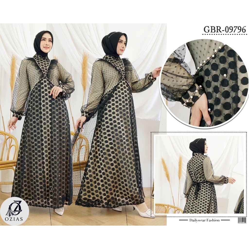 Ozias - Gamis Brokat Tile 09796 LD 105 I Gamis Fashion Muslimah I Abaya Lebaran