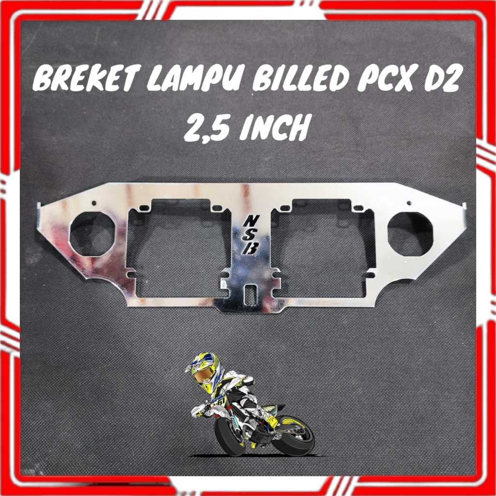Bracket lampu billed pcx 150 pcx 160 chrome breket dudukan lampu projie billed hid 2,5 inch crome pn