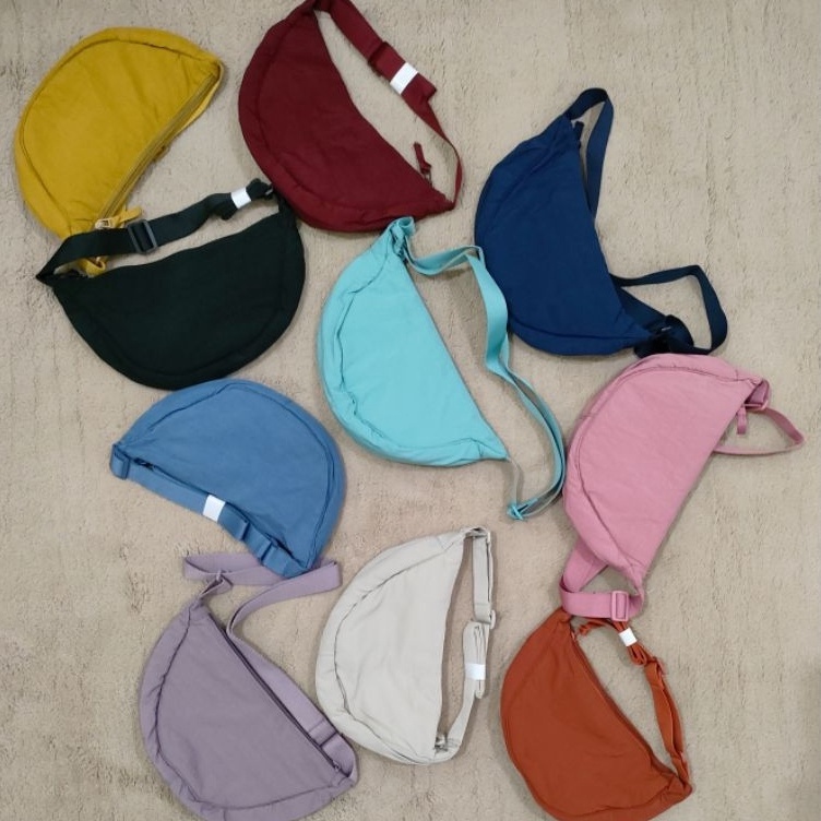 ART I45I Tas Selempang Waistbag Ala Uniqlo  Tas Half Moon Nilon Corduroy