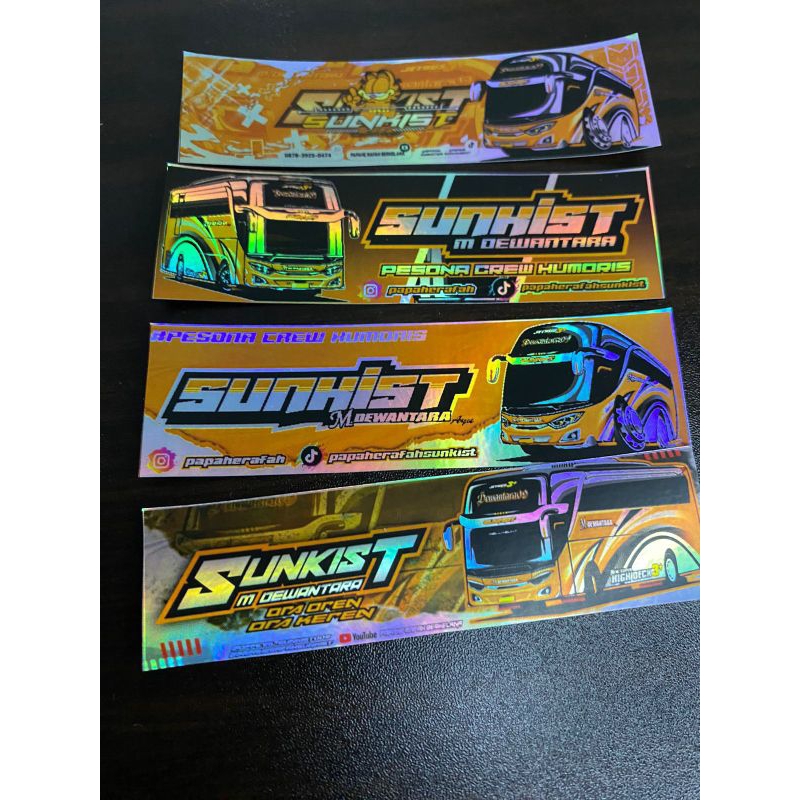 

PAKET STICKER BUS SUNKIST 4 PCS FULL UNIT SALI DARI PO ASLI UNIT