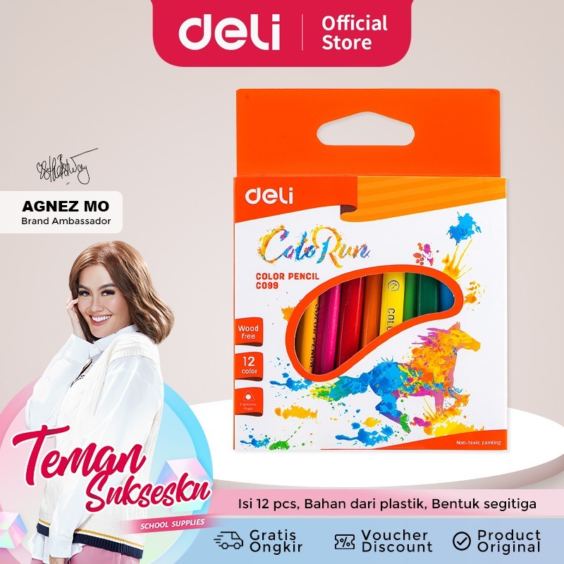 

Deli Pensil Warna 12 Warna Pegangan berbentuk Segitiga EC09900