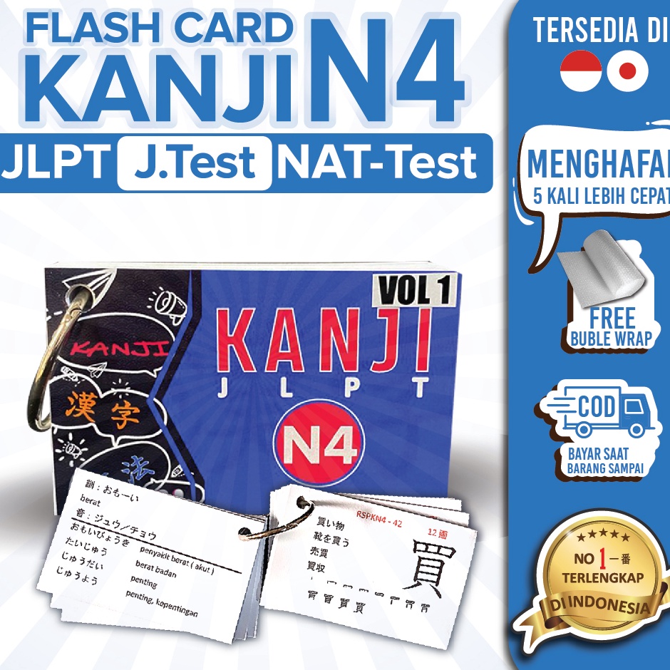 ART M66B Flashcard KANJI JLPT N4 VOLUME 1  NATTest JTest Kamus Belajar dan Menghafal Cepat Bahasa Je