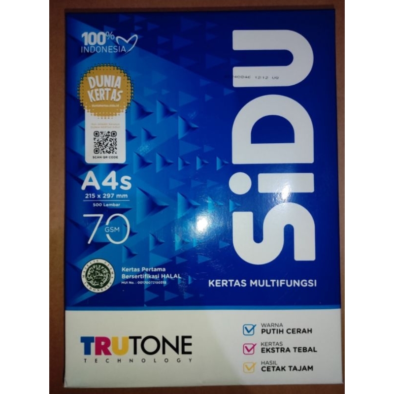 

Kertas HVS SIDU A4s 70 GSM | HVS A4s