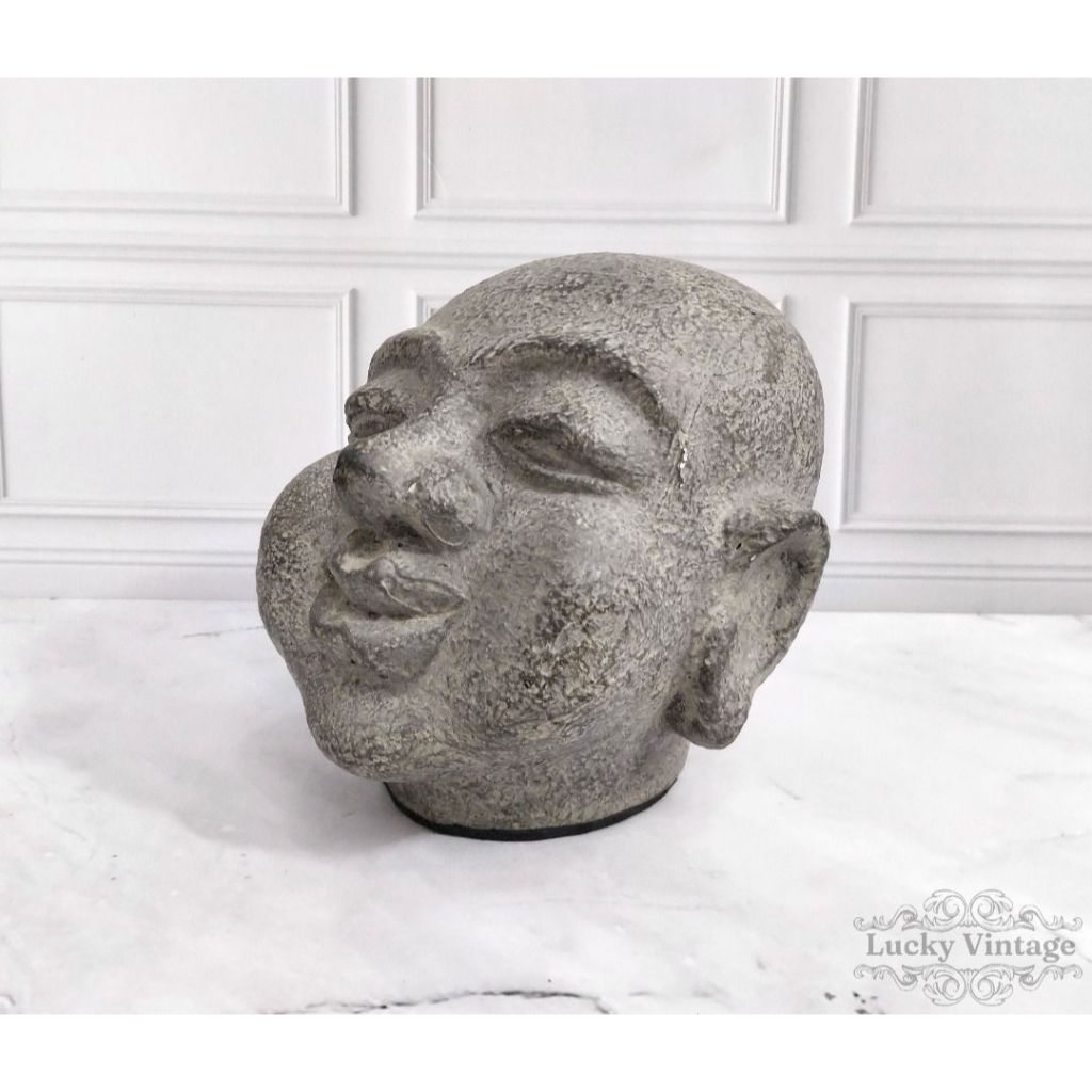 Vintage Antik Kepala Budha Smile Perunggu