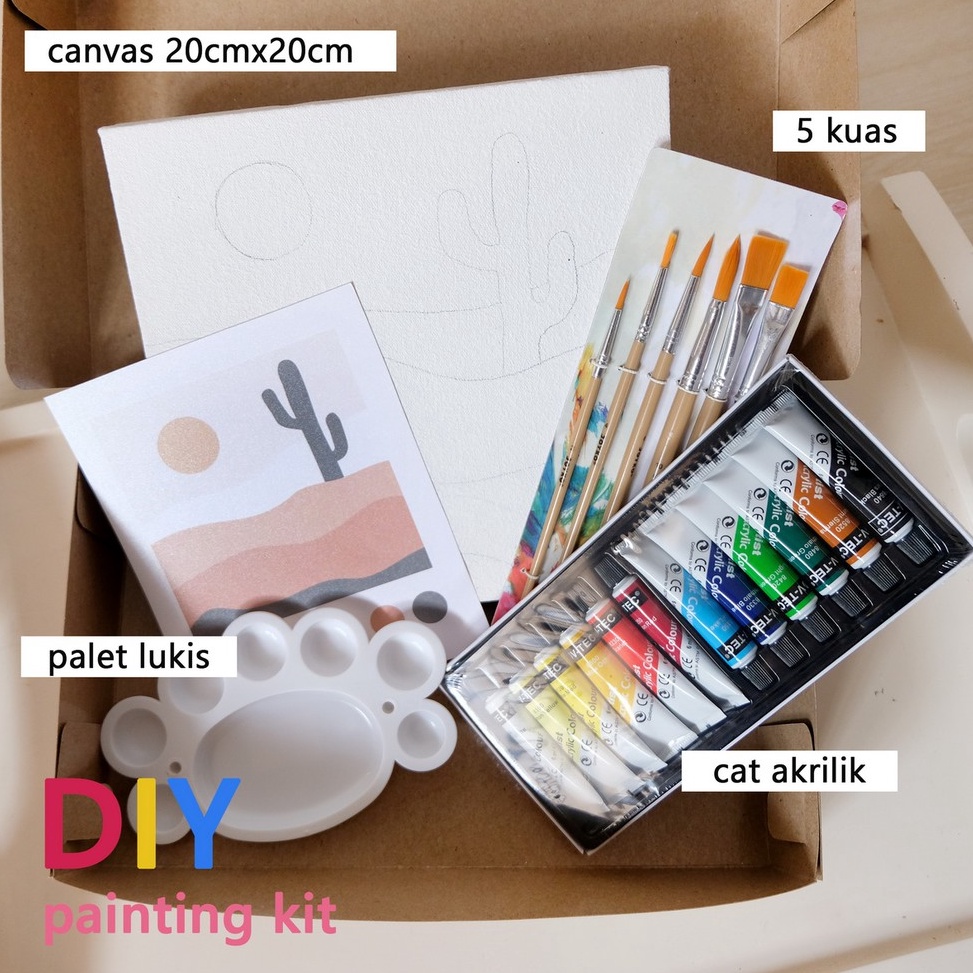 

KODE M8L9 Paket Melukis Aesthetic Paint By Number 2 x 2 painting kit Komplit