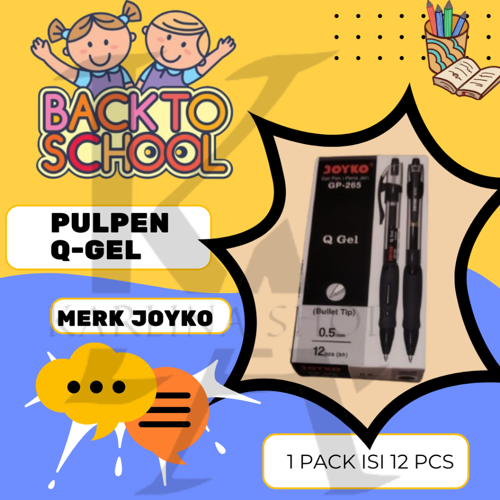 

Pulpen Q-Gel Merk Joyko 1 Pak Isi 12 Pcs