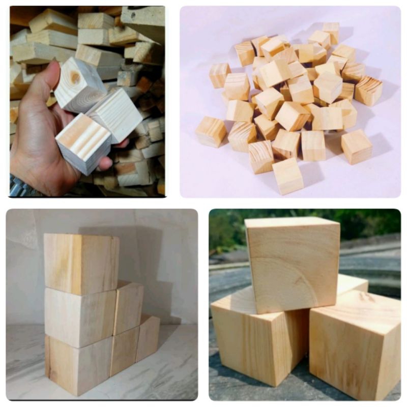 Kubus kayu pinus 4cm