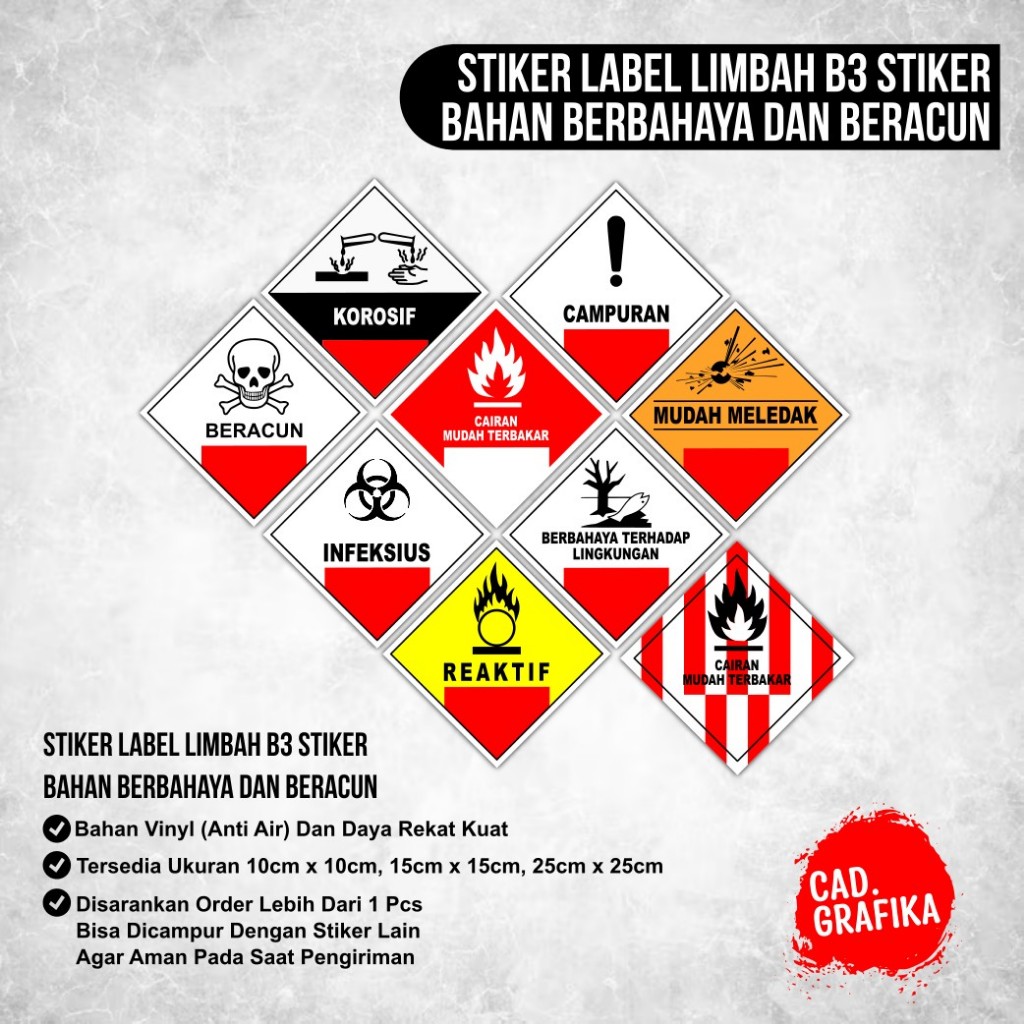 

Stiker Label Limbah B3 Stiker Bahan Berbahaya dan Beracun