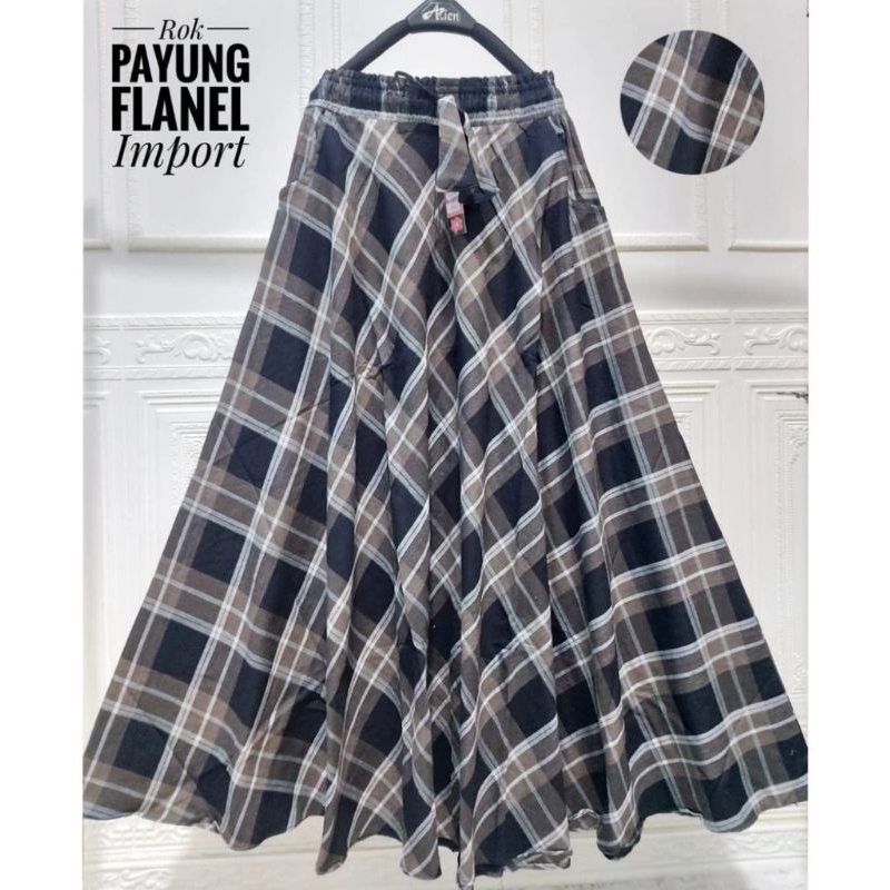 rok maxi mayung motif kotak kotak / rok panjang wanita