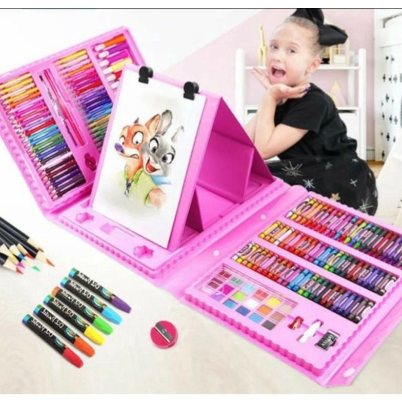 

ART R52Q Art set 28 Pcs crayon alat melukis gambar Set Drawing Koper Set Alat Gambar Anak Crayon Gambar Pensil Warna 28