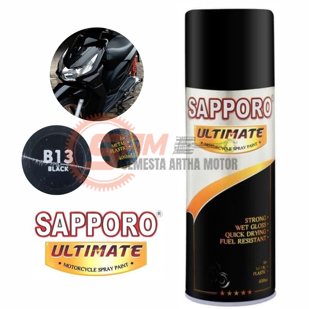 

ART I14U Pilox Sapporo Ultimate Black B13 Cat Semprot Hitam Pilok Metal Aerosol Spray
