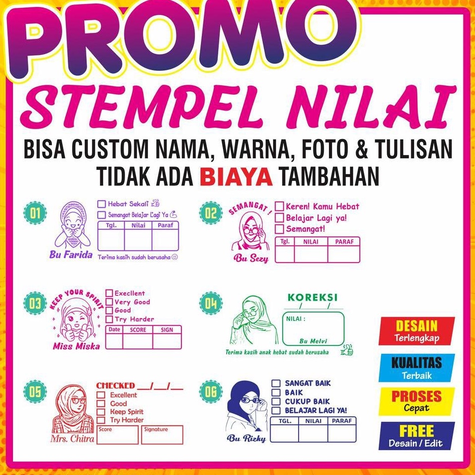 

Hemat Khusus Stempel Nilai Guru Penilaian Koreksi Checked Reward Bisa custom