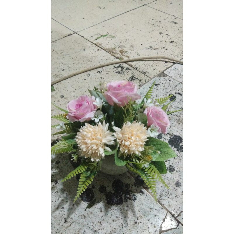 bunga meja pot keramik cantik murah