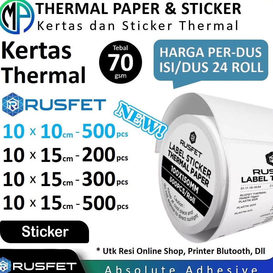 

Baru Bermanfaat Kertas Stiker Label Termal Paper Thermal Sticker Untuk Resi Olshop A6 Printer Bluetooth Struk Kasir POS Mesin EDC Barcode Merek Rusfet Harga satuan