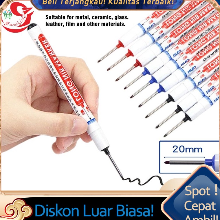 

ART L12F 6pcsset Spidol Marker Serbaguna Penanda Besi Kayu Kepala Panjang Long Head