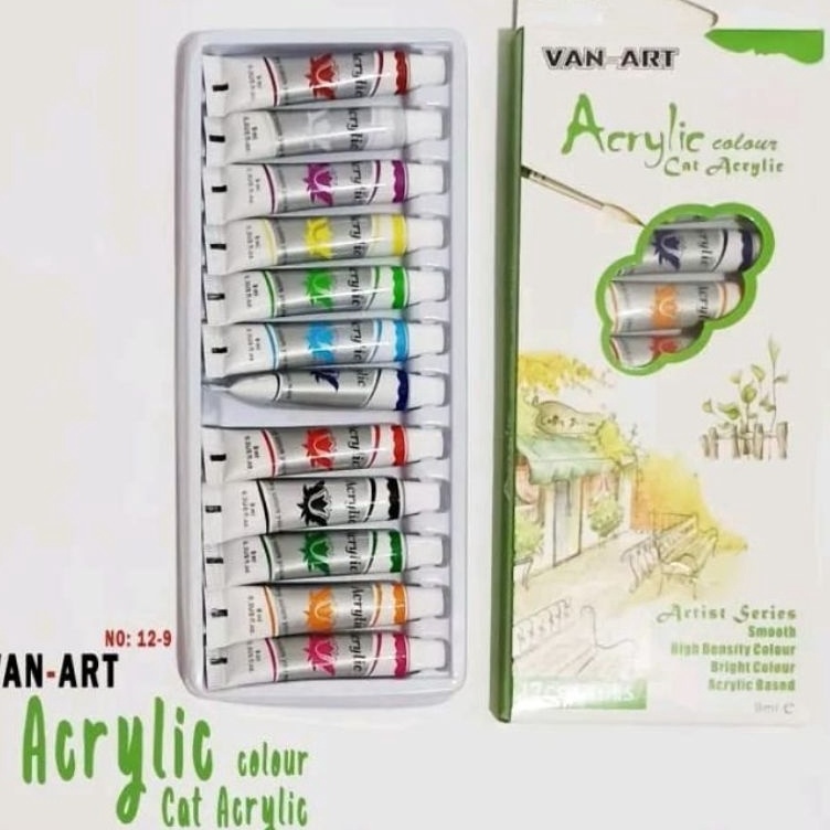 

ART R45E 1SET ACRYLIC COLOR 129 VANART CAT AKRILIK 12 WARNA VAN ART