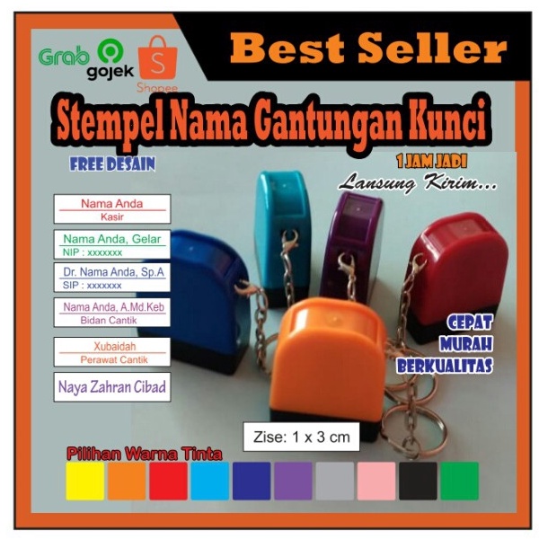 

ART M96V Stempel Nama Gantungan kunci Bidan Perawat Kasir Dokterdll