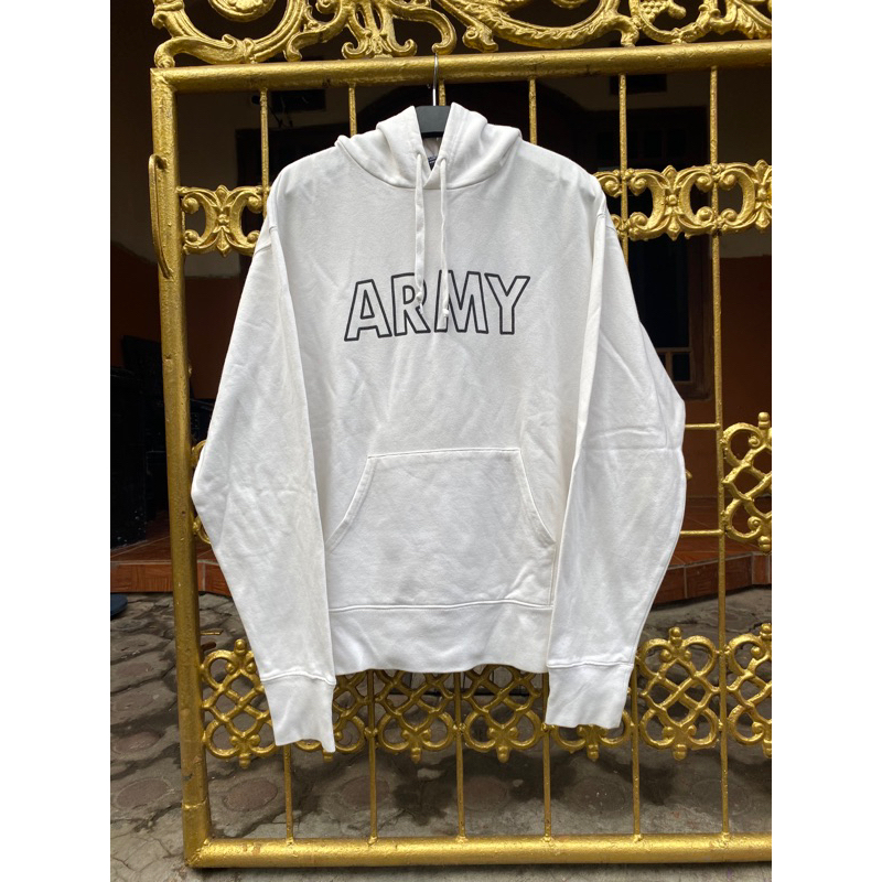 [TERMURAH] Alpha Industries “ARMY” White Hoodie Original Like New