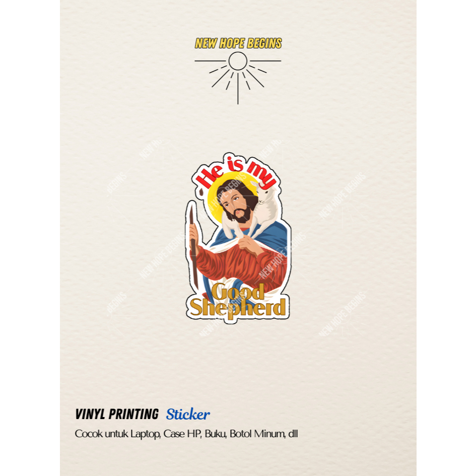 

STIKER ROHANI ALKITAB HE IS MY GOOD SHEPHERD / VINYL WATERPROOF ANTI AIR STICKER / STIKER AESTHETIC LAPTOP CASING HP BUKU HELM TUMBLR | NEW HOPE BEGINS