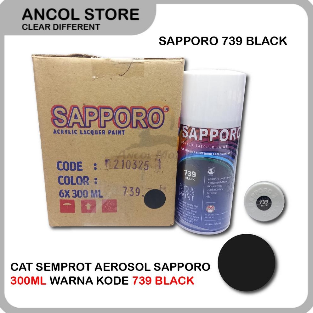 

ART Y98B Sapporo 739 Black Cat Semprot Saporo Paint Hitam Gloss Mengkilap