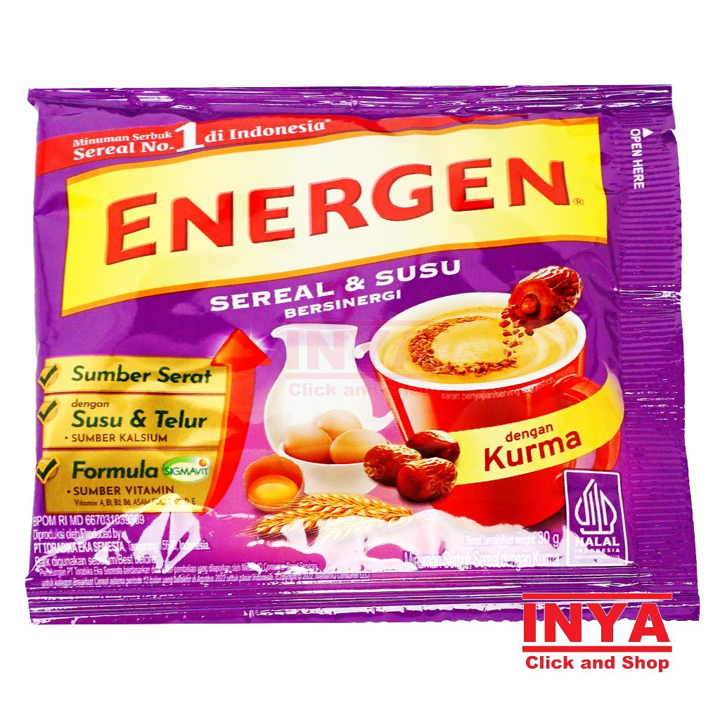 

Energen Sereal & Susu Kurma 30gr Sachet - Minuman Serbuk Sereal - Cereal