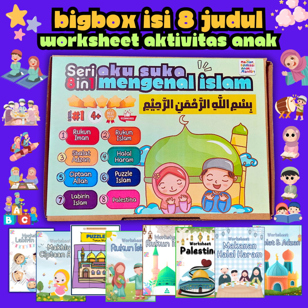 100 HAL Worksheet Anak ISLAMI BELAJAR AGAMA ISLAM Buku untuk TK PAUD Playgroup Preschool