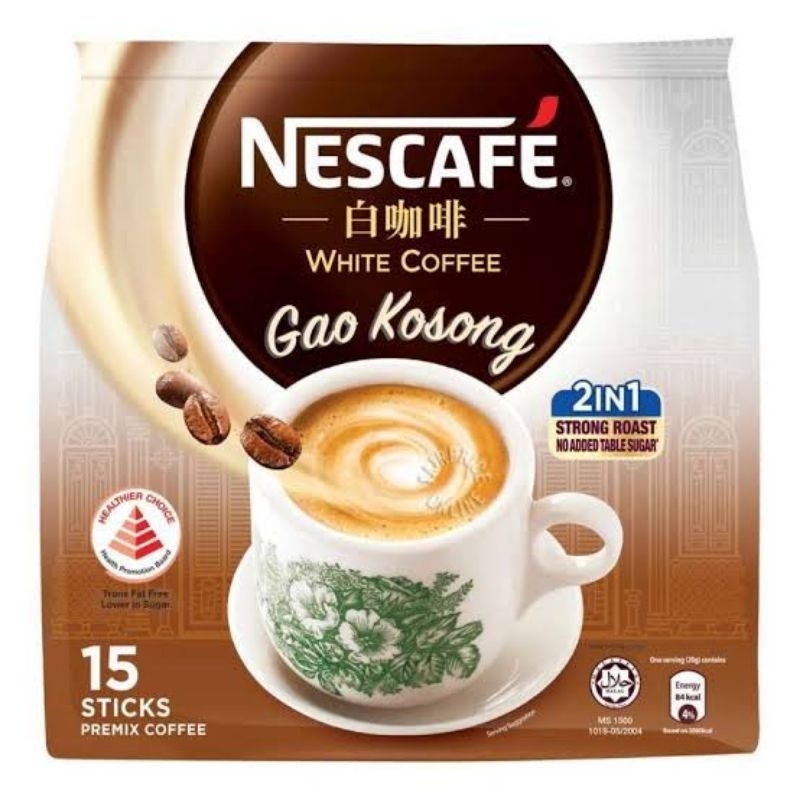 

Nescafe White Coffee Gao Kosong Strong Roast Kopi Singapore