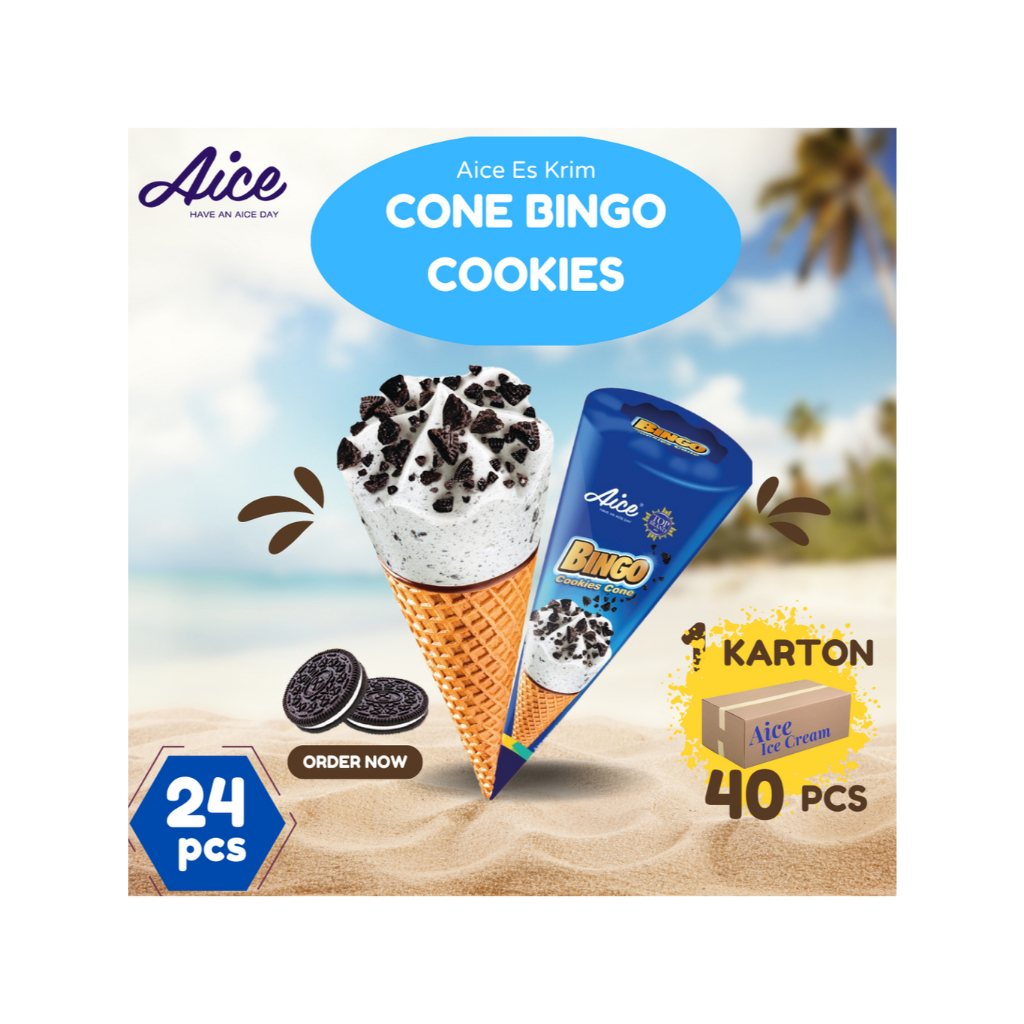 Aice Es Krim Cone Bingo Cookies 1karton 24pcs