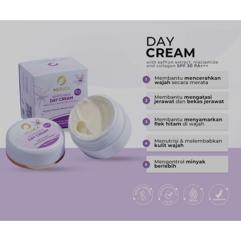 Mezuca Day Cream Saffron / Saffron pencerah wajah / Cream safron / Cream siang /Whitening / Pencerah