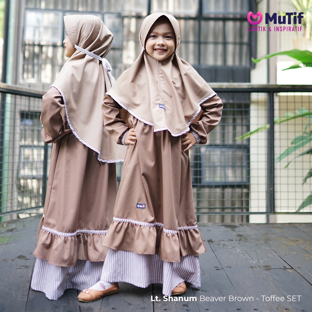 Mutif Baju Gamis Anak Terbaru Little Shanum Dress Beaver Brown  -  Fashion Muslim Anak Perempuan