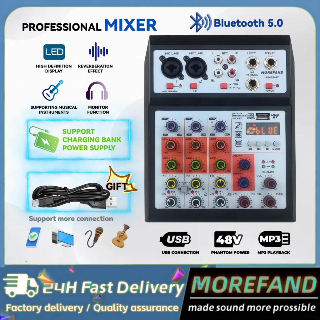 audio mixer 403-BT mixer audio mixer mini/Professional Soundcard USB Bluetooth Mini mixer Aluminium
