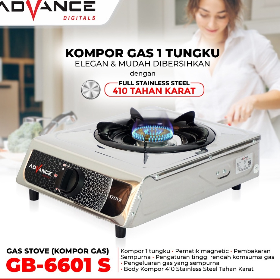 Advance Kompor Portable - Kompor 1 tungku - Kompor Gas 1 Tungku - Portable Stove 1 Tungku Gas Stainl