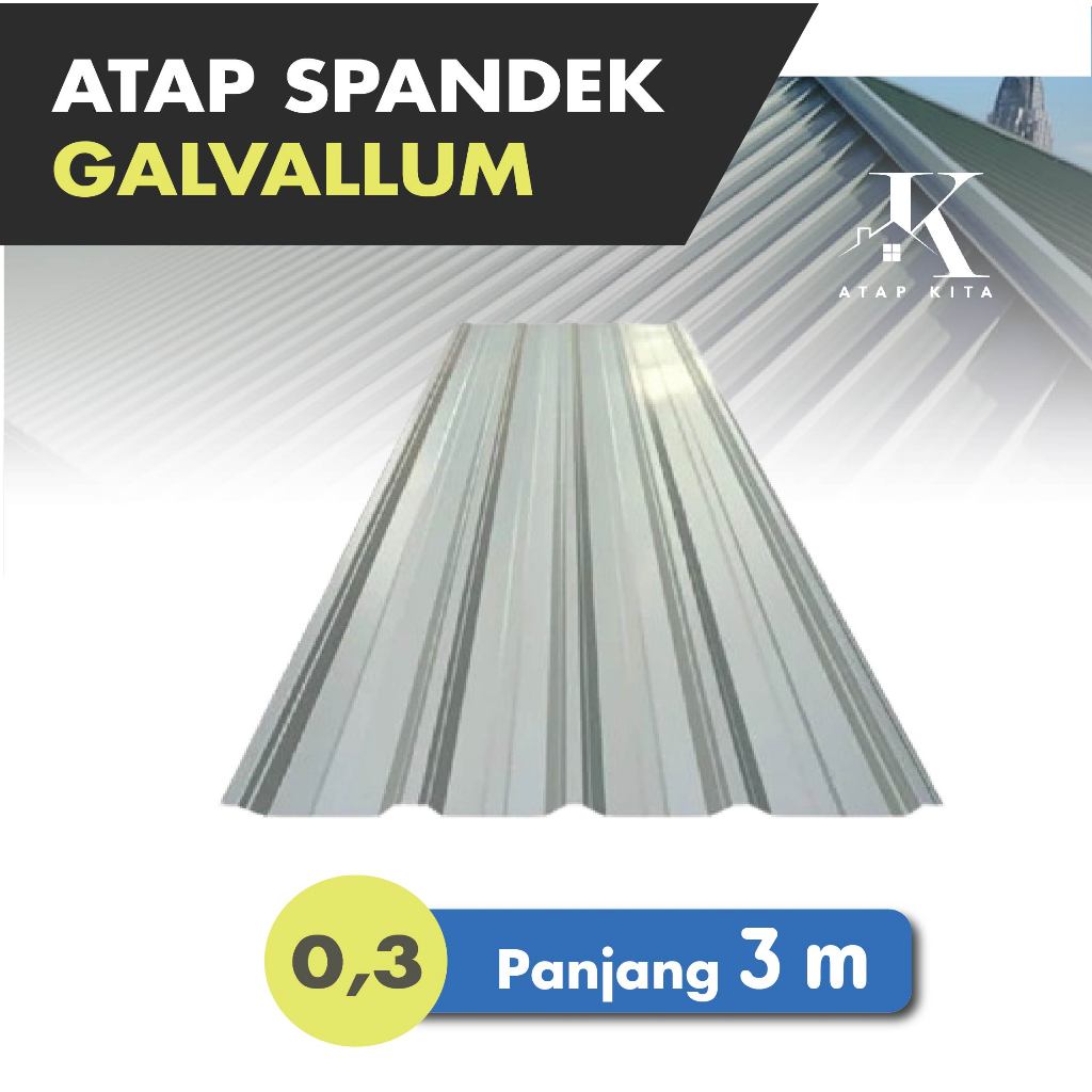 Spandek 0,3 mm Real x 3 m / Spandeck Galvalum / Atap Spandek