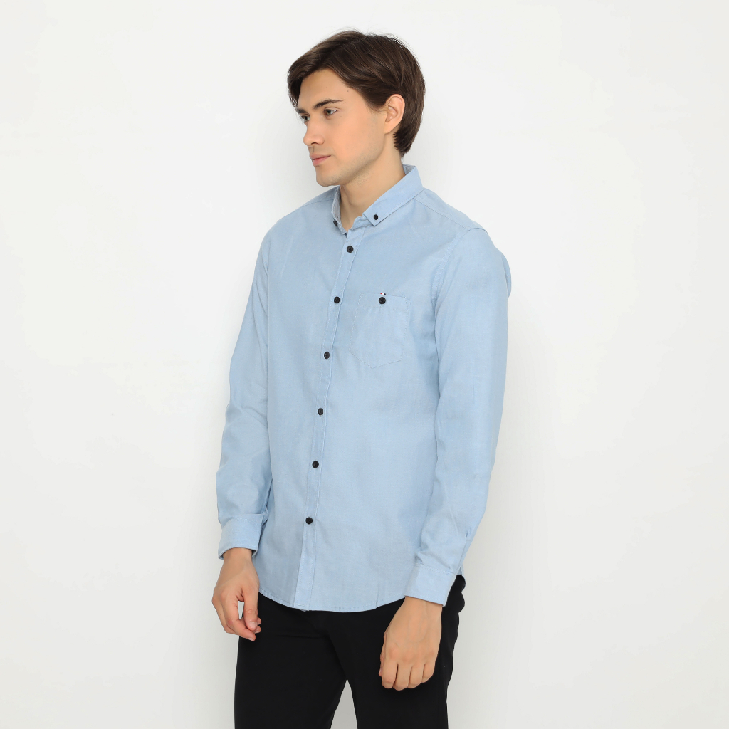 Kemeja Pria Lengan Panjang Soft Blue 4800 Simple Murah Premium Distro