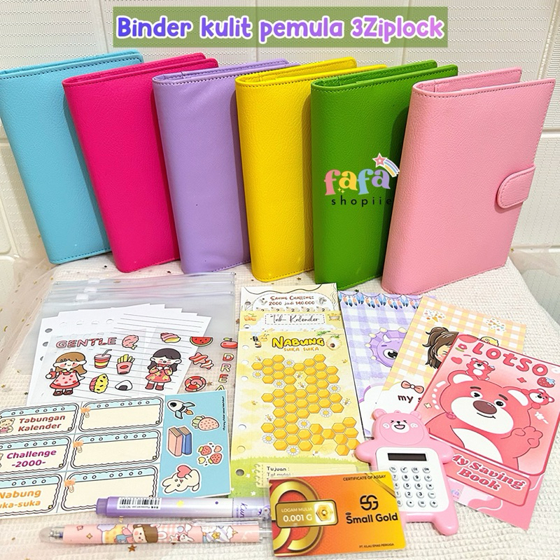 

(3 Ziplock Kulit) Binder menabung paket kulit pemula