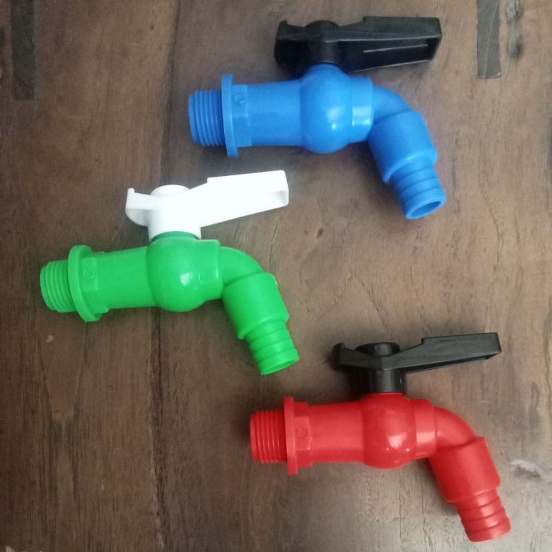 kran plastik/ kran taman/ kran cuci piring/ kran warna mesin cuci/ kran tembok biru merah hijau
