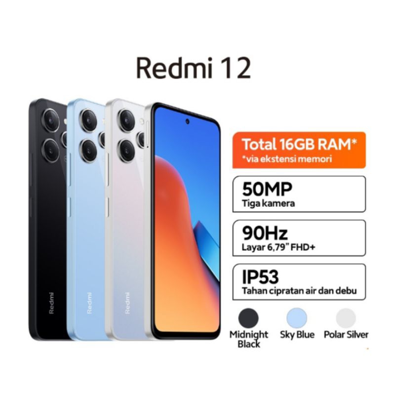 HP XIAOMI REDMI 12 8/128 GB - REDMI 12 RAM 8GB ROM 128GB GARANSI RESMI