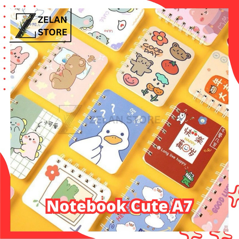 

Notebook Cute Character A7 Portable Buku Catatan Bergaris Mini Simple Aesthetic