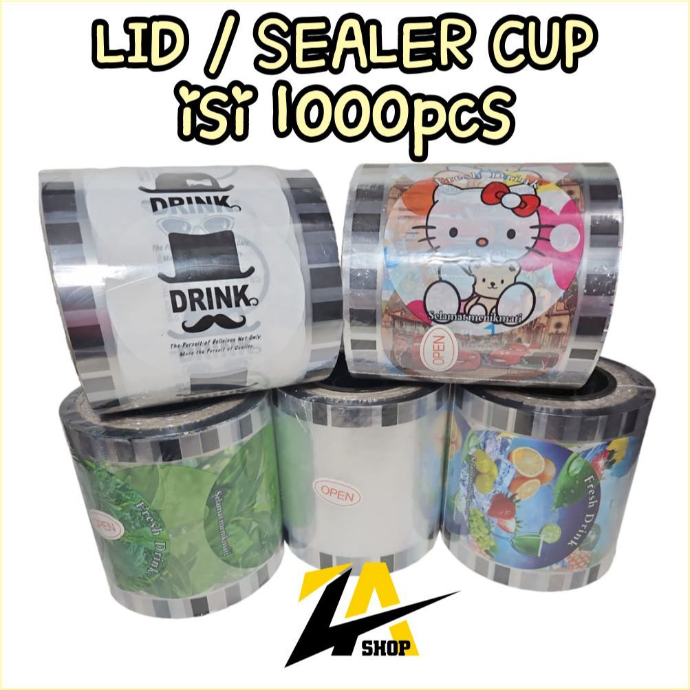 PLASTIK LID / SEALLER CUP MURAH ISI 1000pcs Motif, Drink, Teh, Polos, Bauh, Kartun