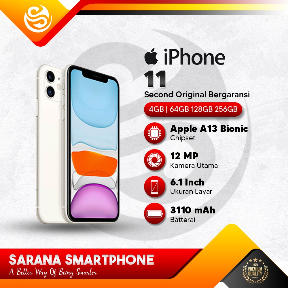 Apple Iphone 11 [64GB 128 GB] Second Original Fullset Like New Wifi Only Beacukai